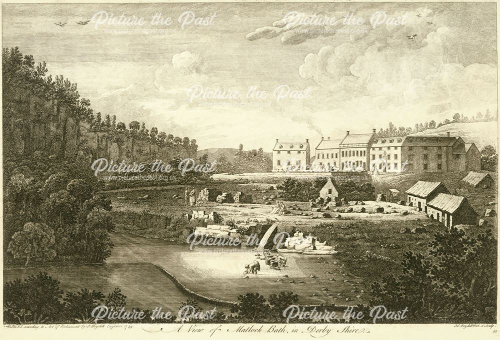 View of Matlock Bath, showing what is now the North Parade (A6), Matlock, 1749