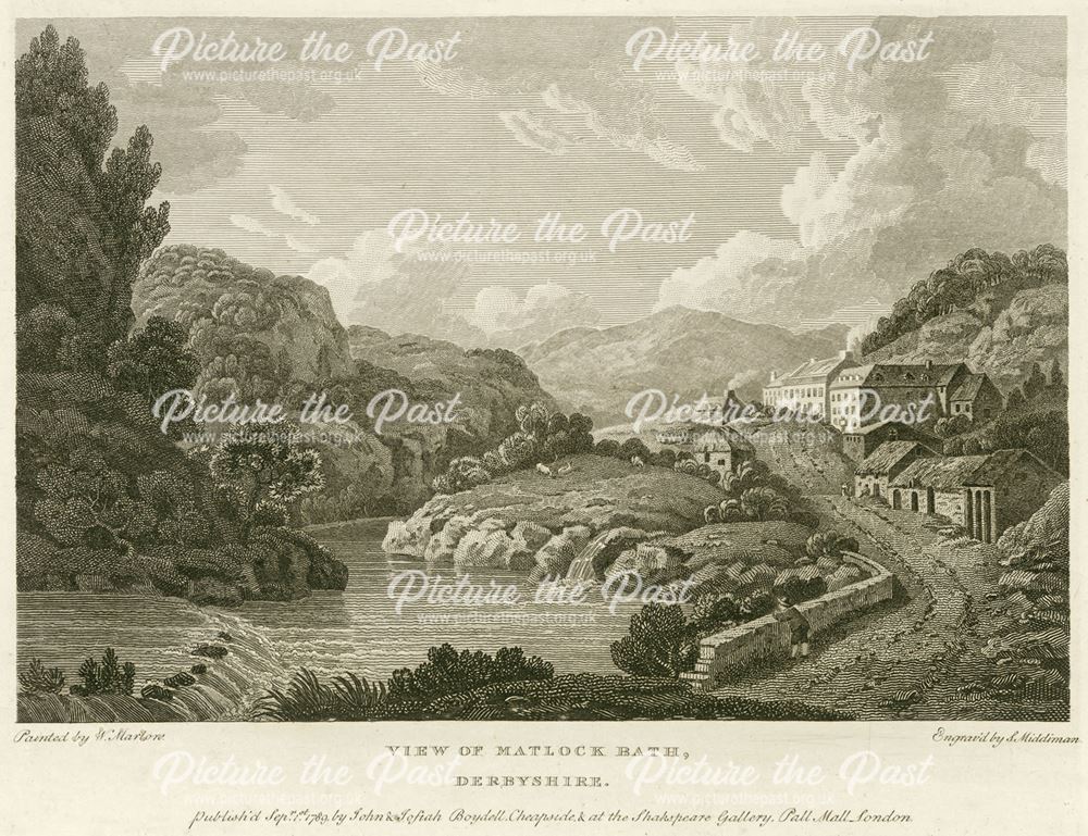 North view of Matlock Bath, now the North Parade, A6, Matlock Bath, 1789