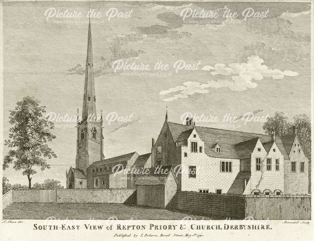 Repton Priory and St Wystan's Church, Willington Road, Repton, 1790