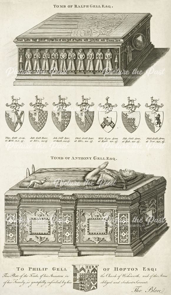 Plate showing the tombs of Ralph Gell and Anthony Gell in Wirksworth Chruch, c 1800