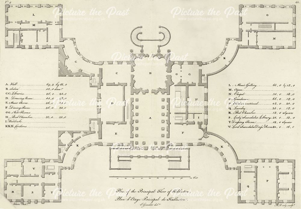 Plan of the Principle Floor of Kedleston Hall, Kedleston, Quarndon, c 1800