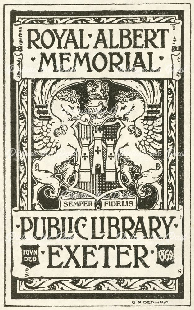 Exeter Public Library Coat of Arms, 4 volume, Lysons Magna Britannia, 1869