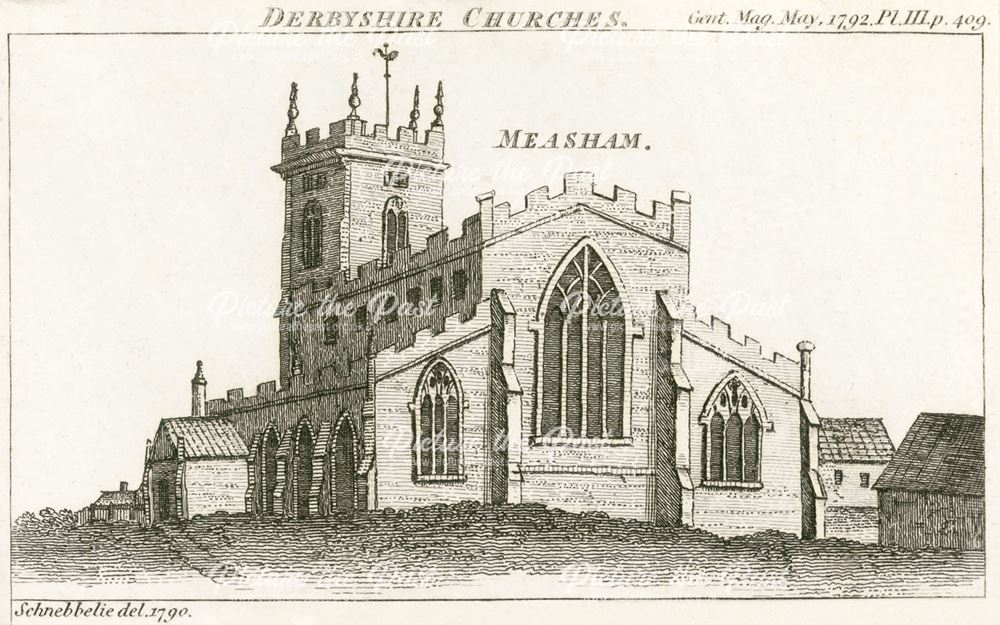 Measham Parish Church of St Laurence, off High Street, once Derbyshire now Leicestershire, 1790