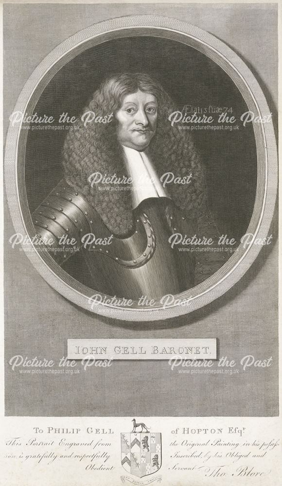 Engraved portrait of Sir John Gell (1593-1671), Hopton Hall, Hopton, nr Wirksworth, c 1800?