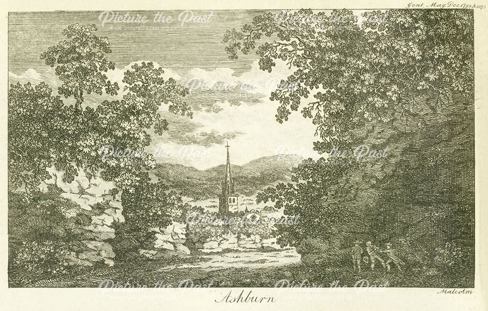 'Ashburn' showing St Oswald's Parish Church, Ashbourne, 1792