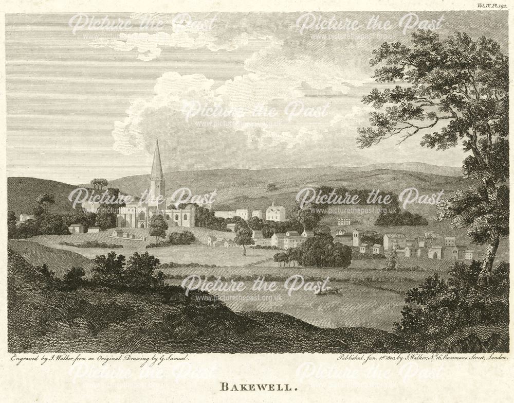 View of Bakewell showing All Saint's Church, Bakewell, 1800