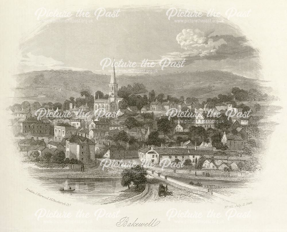 View of Bakewell showing All Saint's Church, Bakewell, 1848