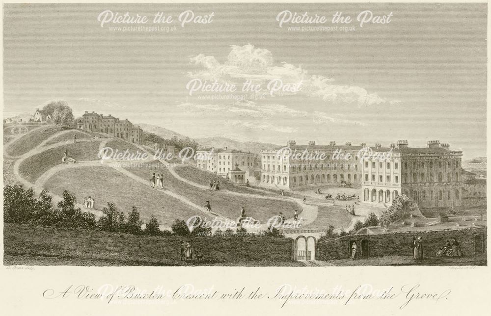 'A view of Buxton Crescent with the improvements from the Grove', The Crescent, Buxton, c 1800?