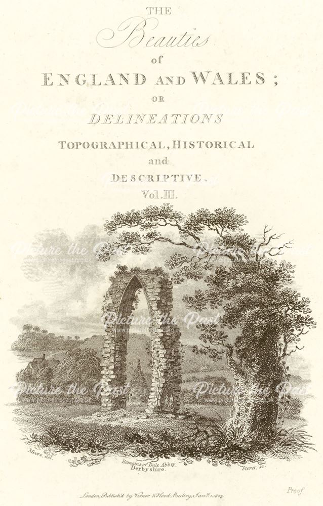 Remains of the arch (east window) of St Mary's Abbey, Dale Abbey, 1803