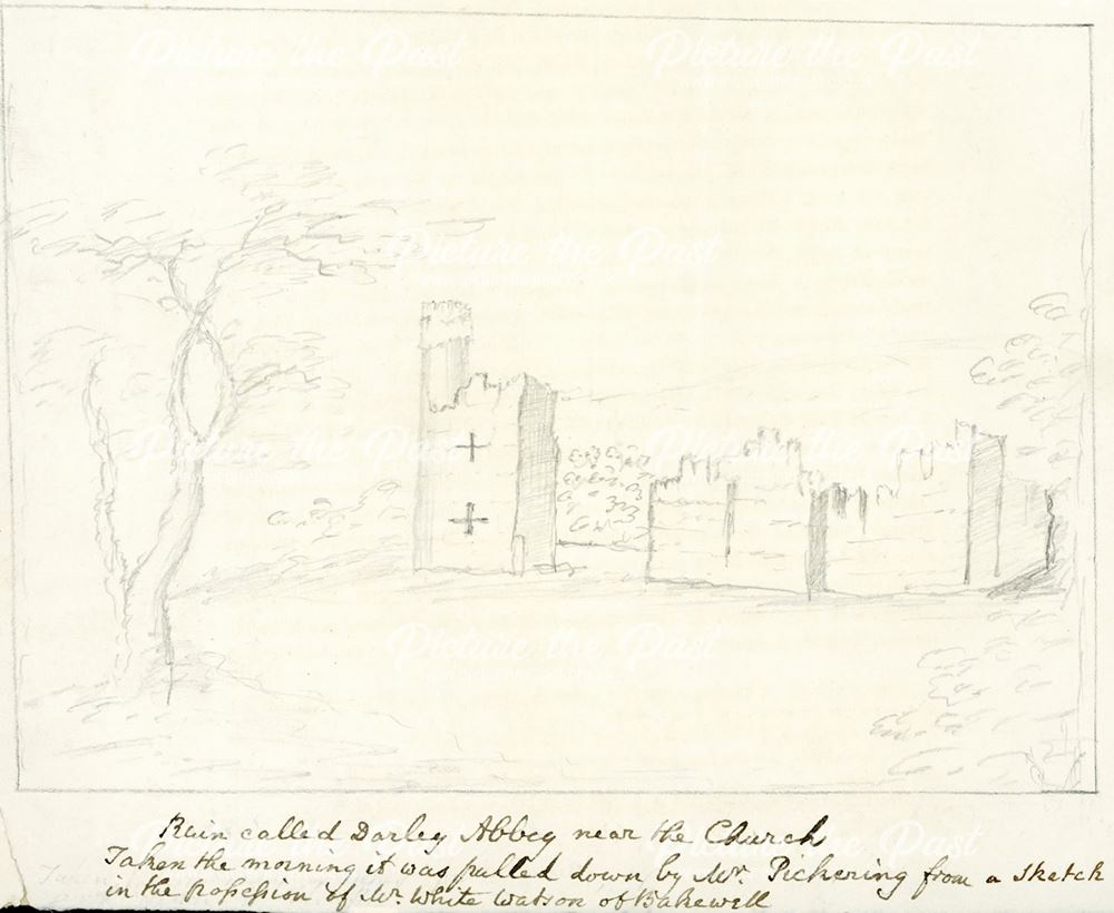 Ruin of Darley Abbey near the church, Darley Abbey, c 1540?