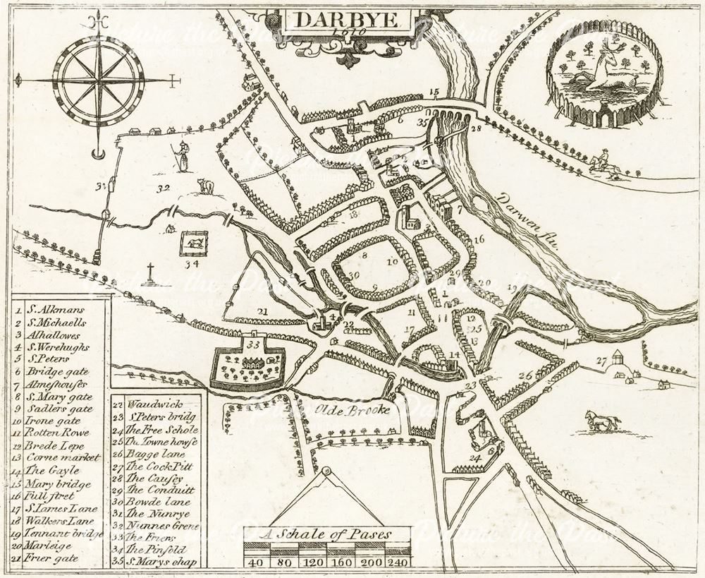 Map of andquot;Darbyeandquot; (Derby), 1610