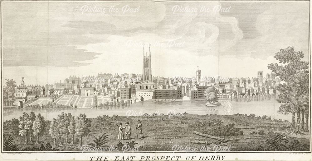 East prospect of Derby, c 1750?