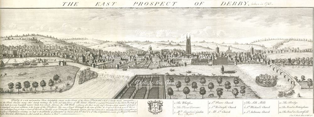 East prospect of Derby, 1728