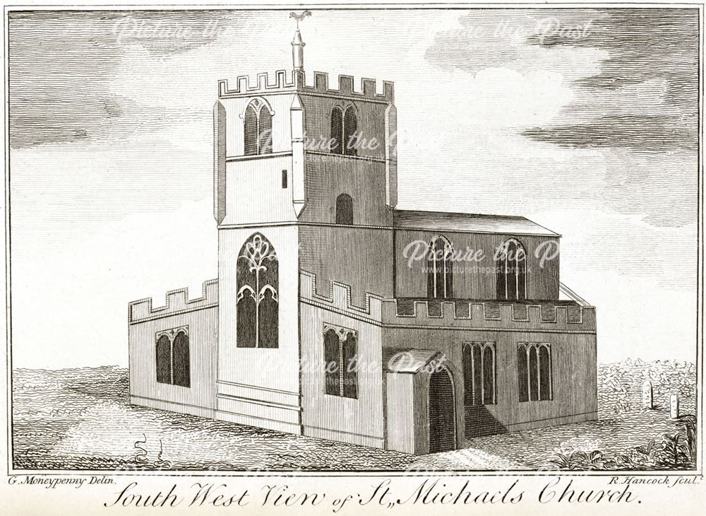 Soutwest view of St Michael's Church, Queen Street, pre 1856