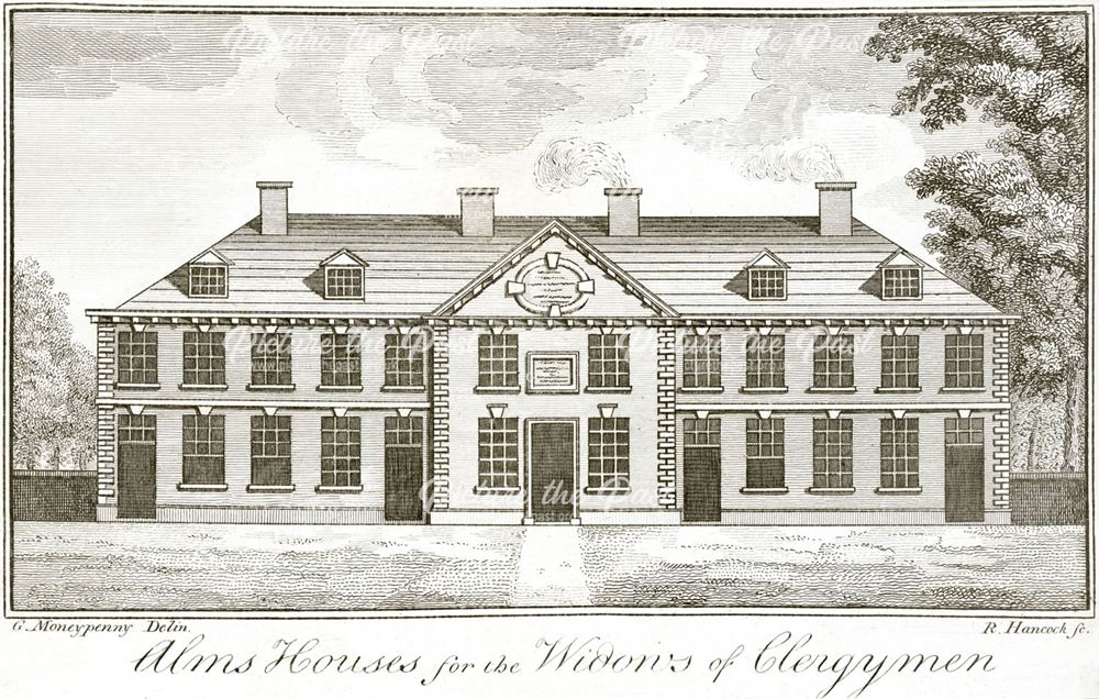 Almshouses for the widows of clergymen, Friar Gate, c 1791