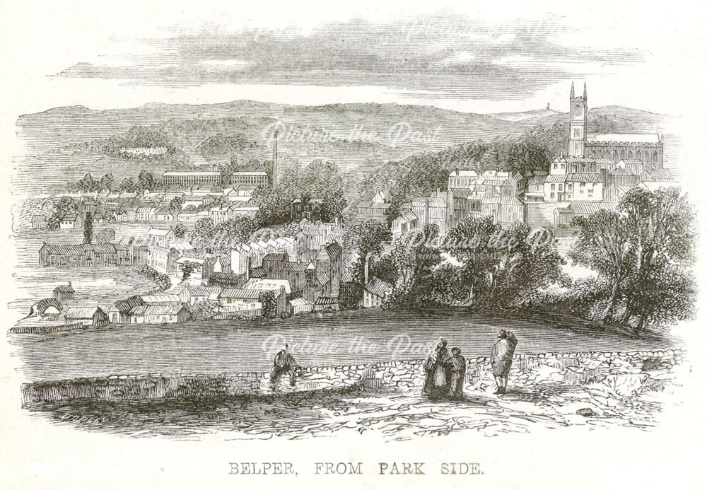 Belper town centre viewed from The Parks, c 1800?