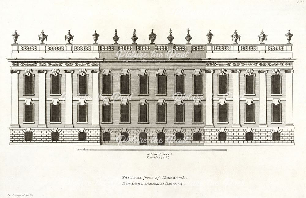 South front of Chatsworth House, c 1800