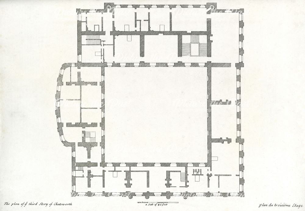 Plan of the third story of Chatsworth House, Chatsworth Estate, c 1800?