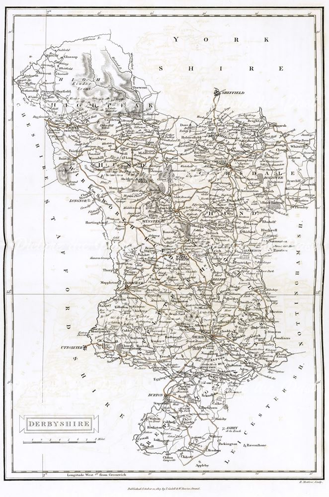 Map of Derbyshire, c 1817