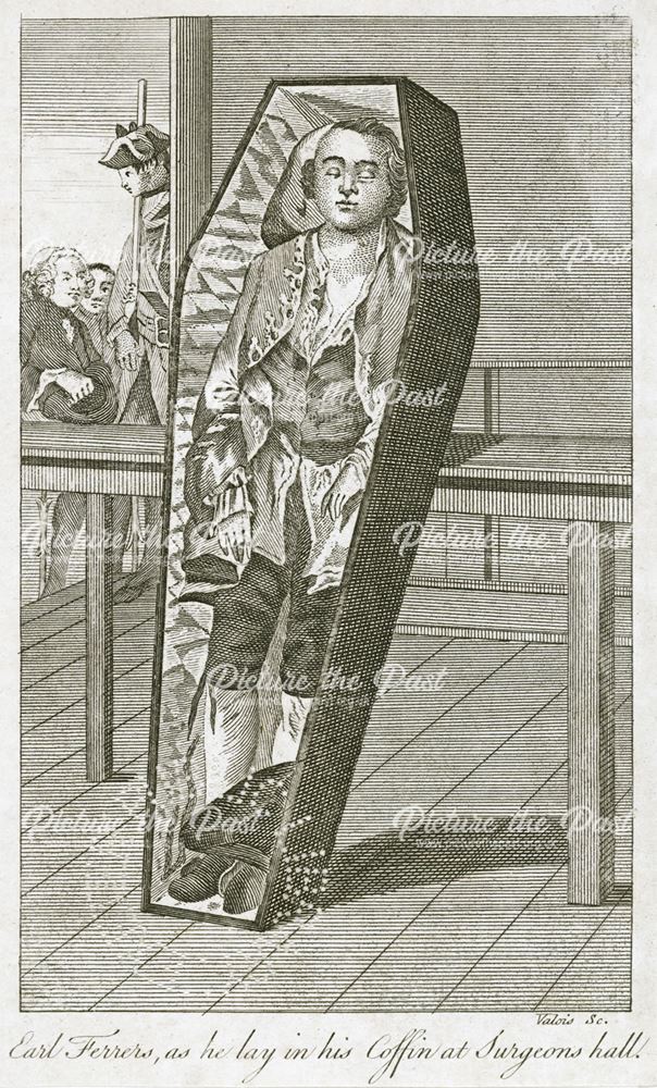 Earl (Laurence) Ferrers (1720-1760) as he lay in his Coffin at Surgeons Hall, c 1760