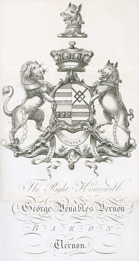 Coat of Arms for George Venables Vernon of Sudbury Hall, Sudbury, c 1750s ?