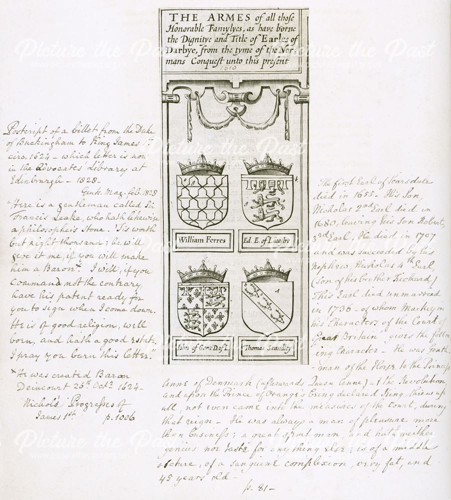 Armes of Earles of Derbye, c 1610