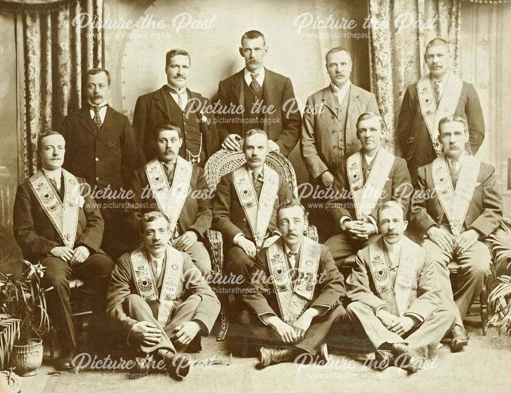 'Royal Hearts of Oak' - posed studio portrait of a group of men