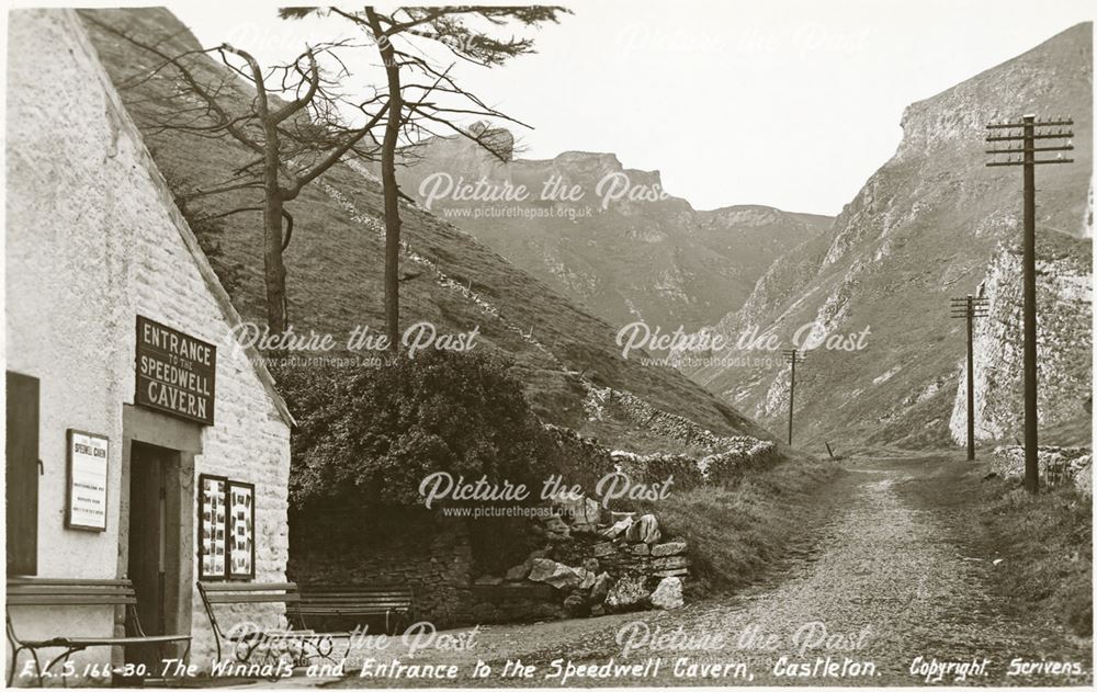 Entrance to Speedwell Mine, Winnats Pass, Castleton, c 1902