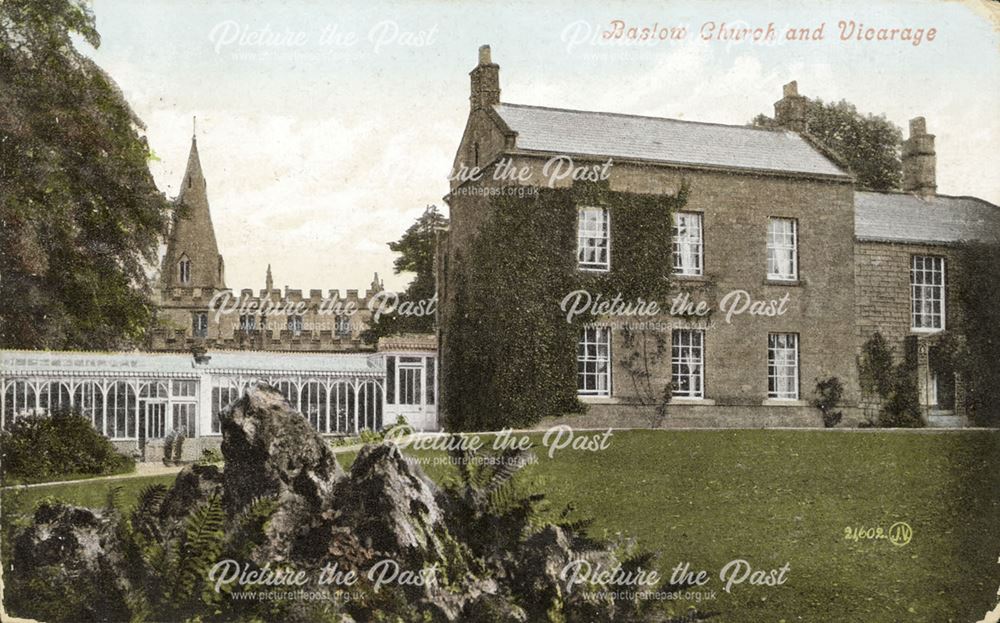 St Anne's Church and Vicarage, Baslow, c 1900s?