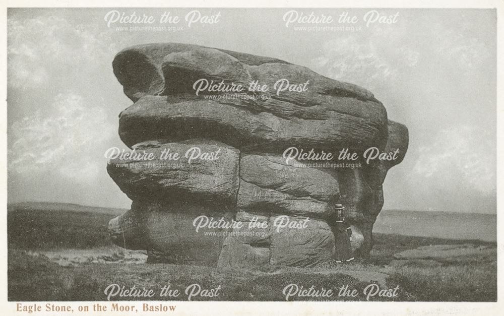 Eagle Stone on the moor, Eaglestone Flat, Baslow, c 1910s?