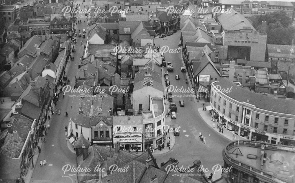 Aerial View of Burlington Street from the Parish Church, Chesterfield, 1952
