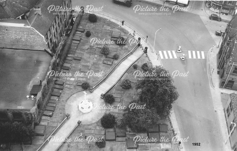 Aerial View of St Mary's Churchyard from Spire, Chesterfield, 1952