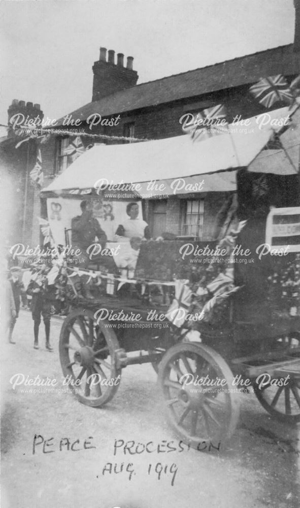 Decorated cart in the Peace procession at the end of World War 1