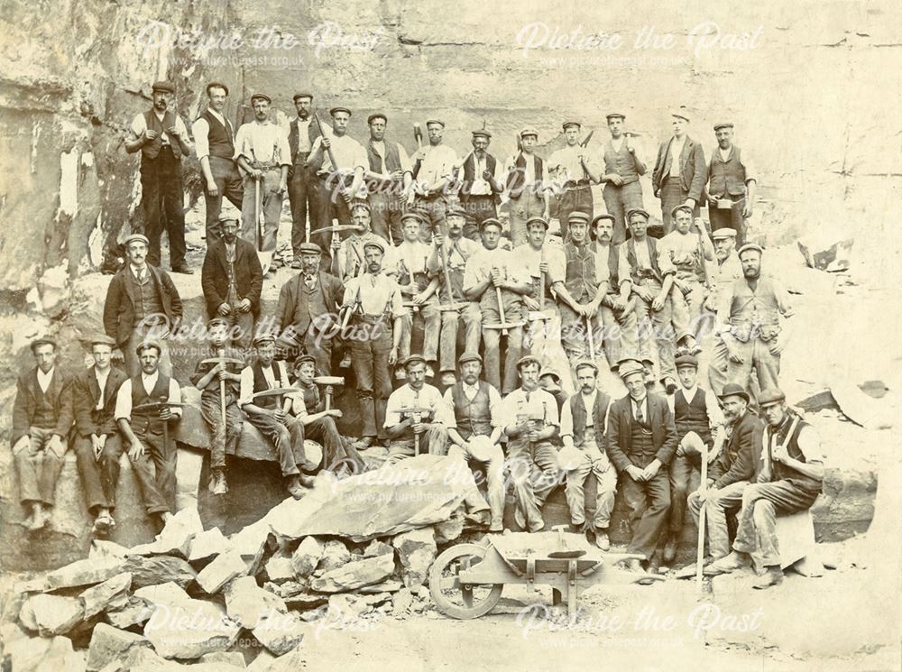 Workforce of J Fidler Ltd at Marsh Quarry, Chesterfield Road, Eckington c 1890