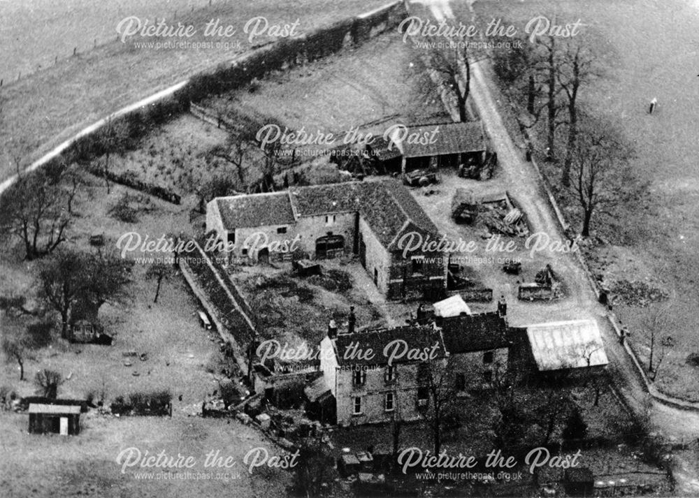 Aerial view of Nether House Farm on Quarry Road, KIllamarsh, c 1970s?
