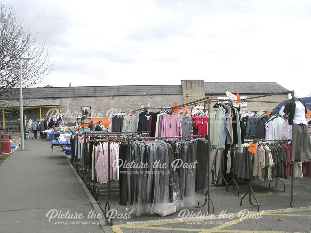 Clothing Stall at Outdoor Market, Civic Centre, High Street, Dronfield, 2007