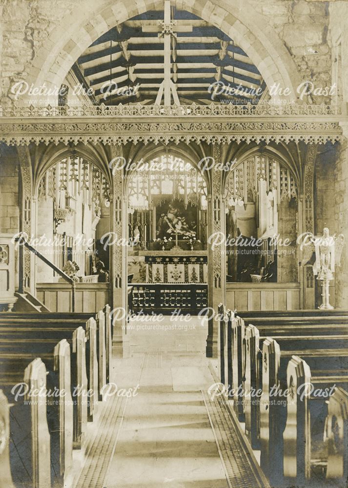 Interior of St. Peter and St. Paul, Parish Church, Eckington, c 1900s ?