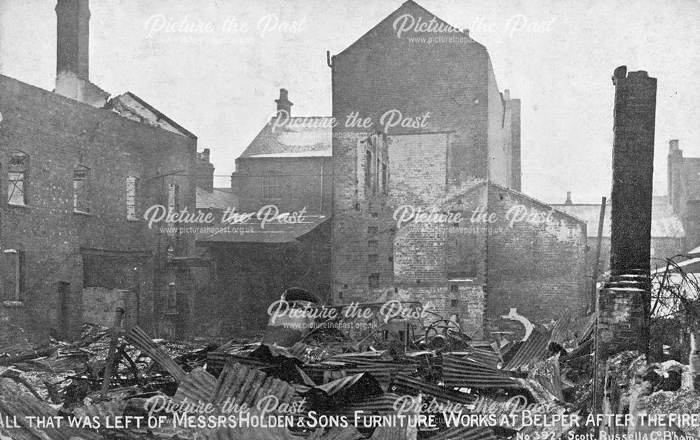 All that was left of Messrs. Holden and Sons Furniture Works at Belper after the fire