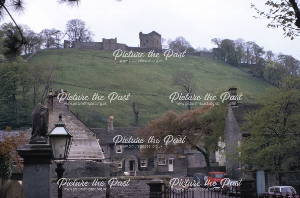 Castle Street and Peveril Castle, Castleton, c 1969