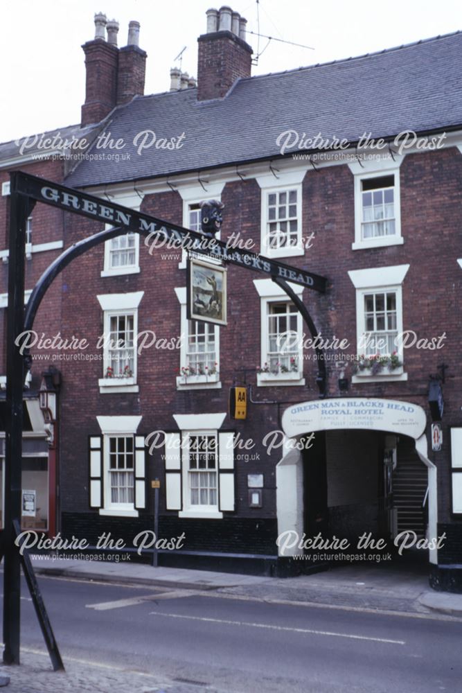 Green Man and Black's Head, Ashbourne, c 1973