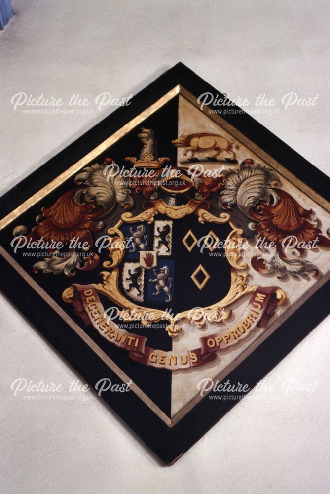 Hatchment displayed in church, Calke, c 2005