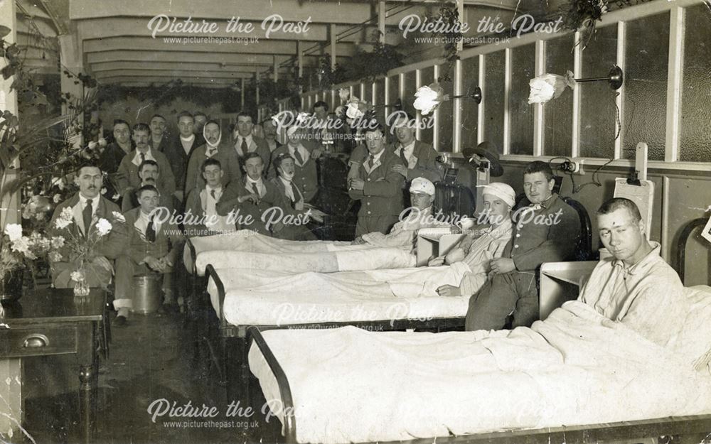 Military Hospital ward with patients, Isleworth, Greater London, 1914-18