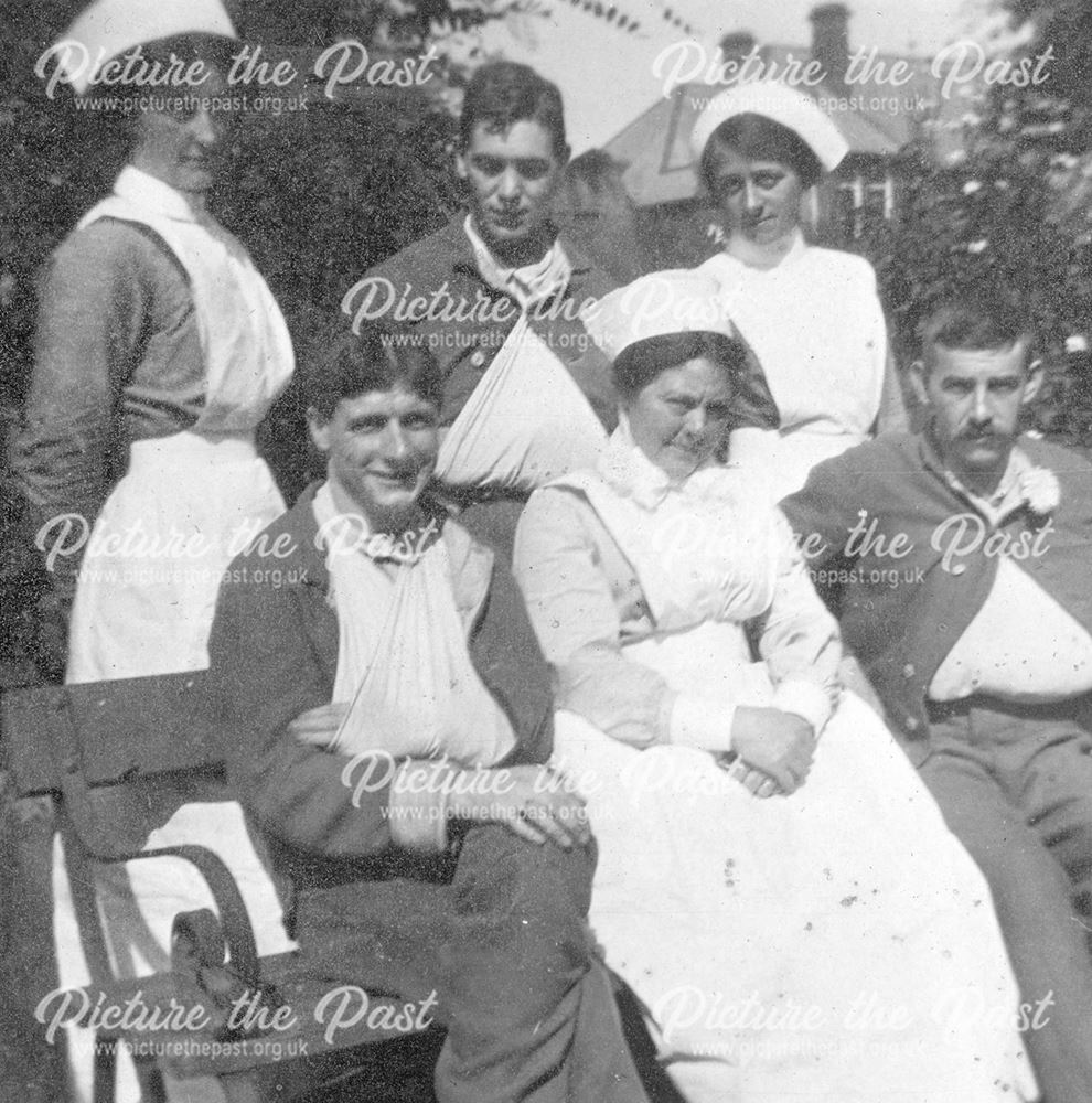 Wounded soldiers and nurses