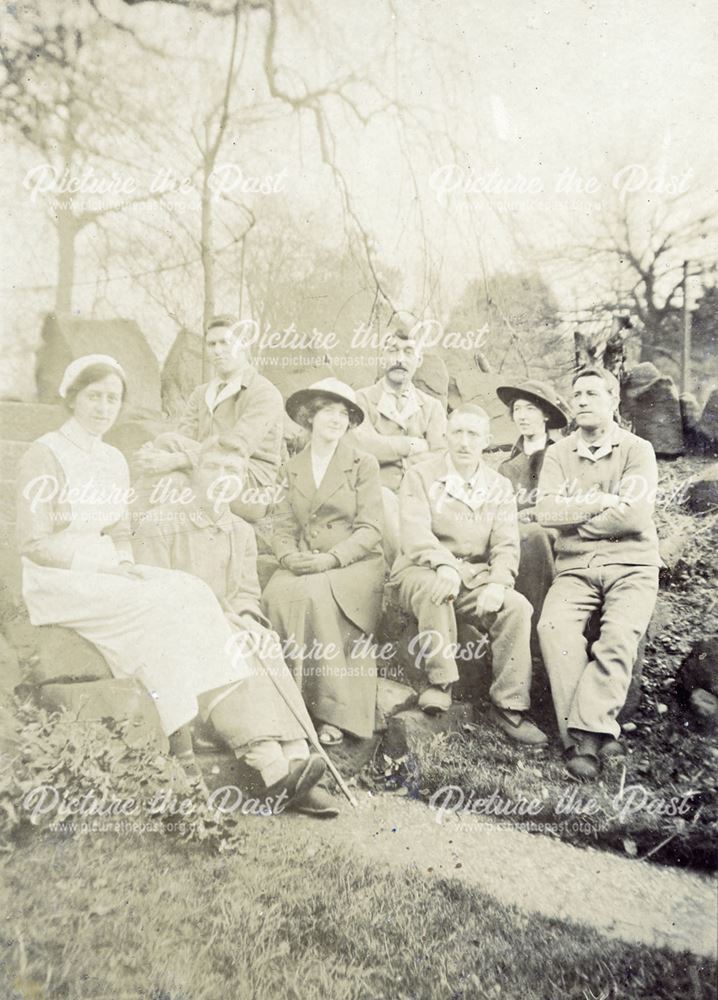 Soldiers and nurses relaxing in the gardens