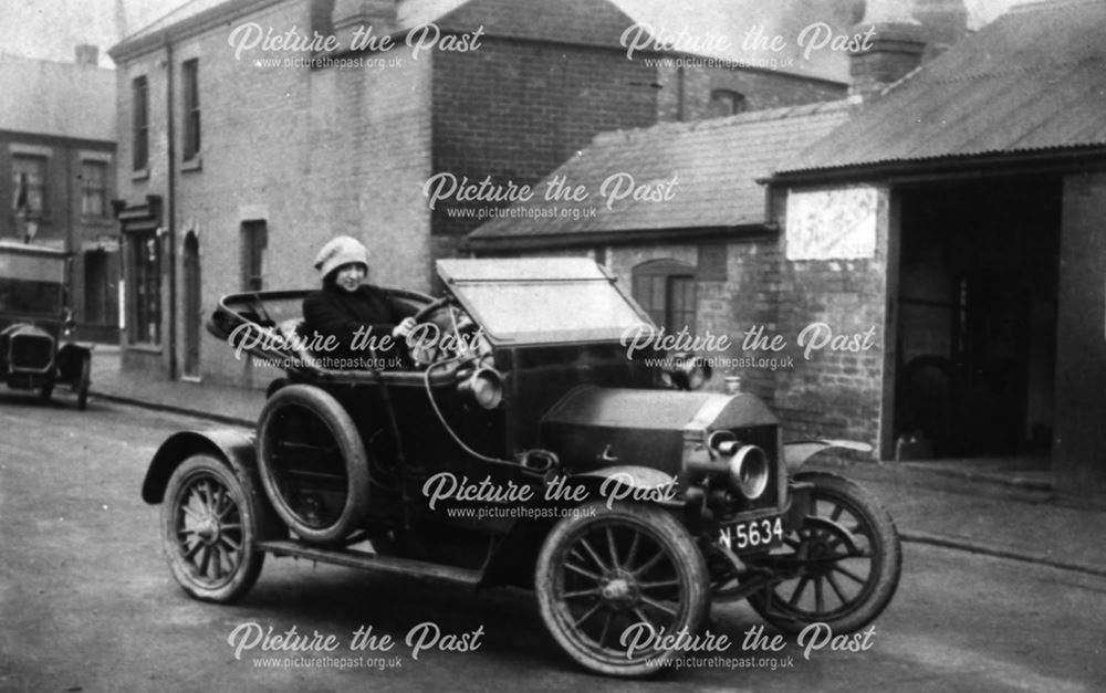 Elsie Boam Driving her Car, Heanor, 1914