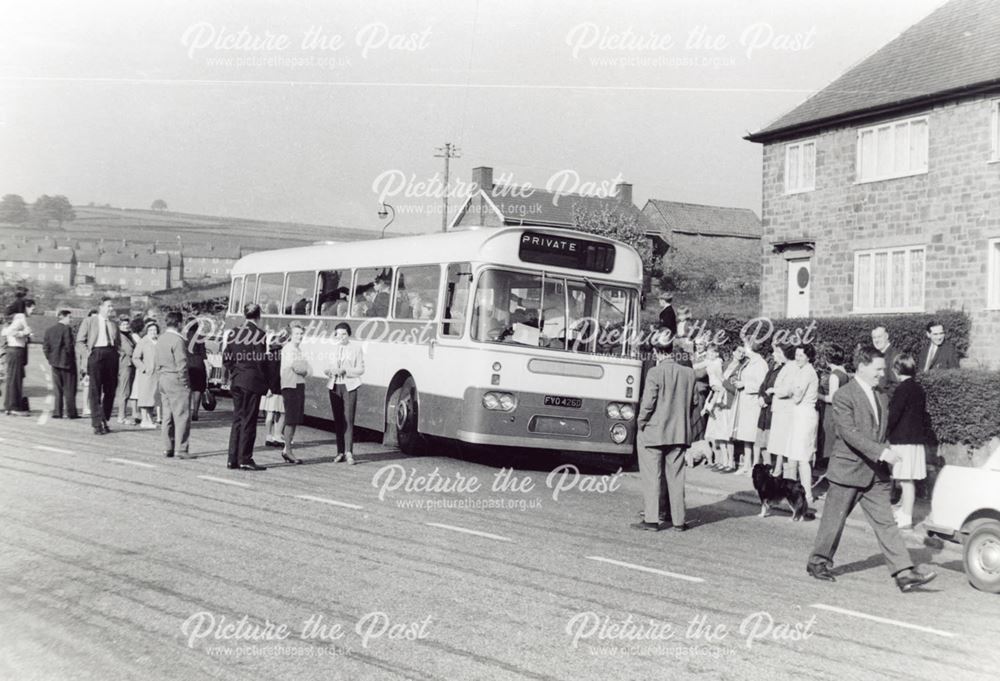 First Chesterfield Corporation bus to visit the village, Holymoorside, c 1966 ?