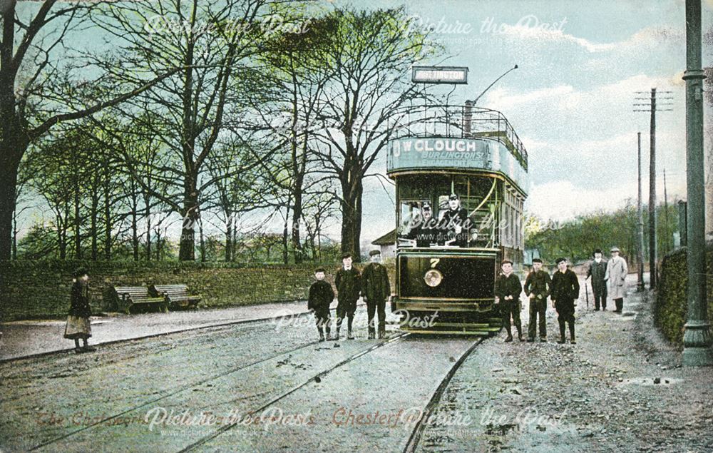 Chesterfield Corporation tramcar No 7 at Brampton Terminus, Chatsworth Road, Chesterfield, c 1907 ?