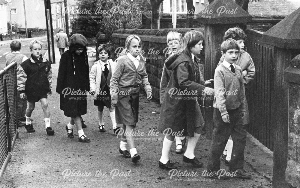 Pupils at Lunchtime, Holymoorside, c 1988