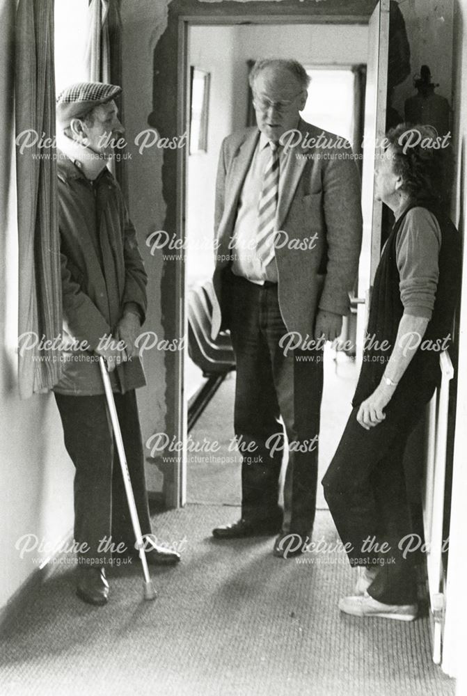 Dr Campbell, Betty Boldry and Ron Marriot, Holymoorside Village Hall, c 1988