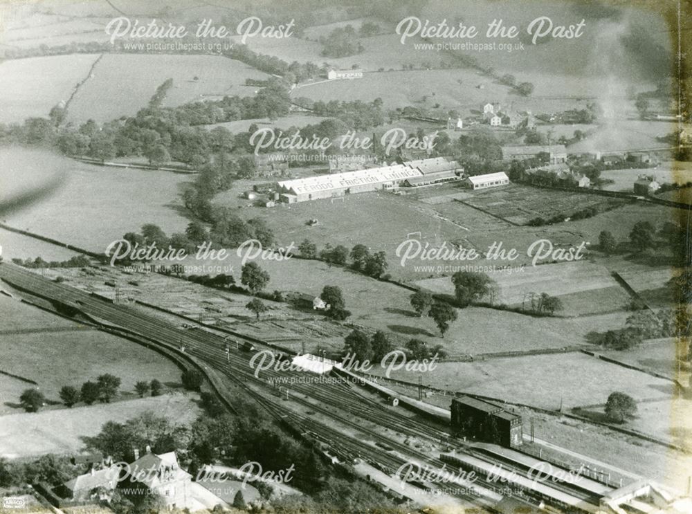 Aerial view showing Chapel en le Frith Central railway station and the Ferodo Works, Chapel en le Fr